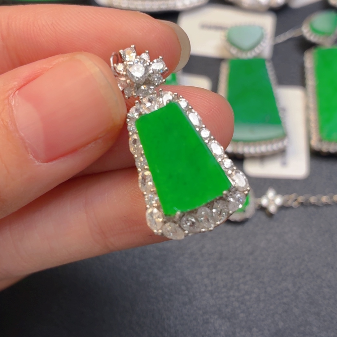 翡翠银S925镶嵌吊坠(不含链)