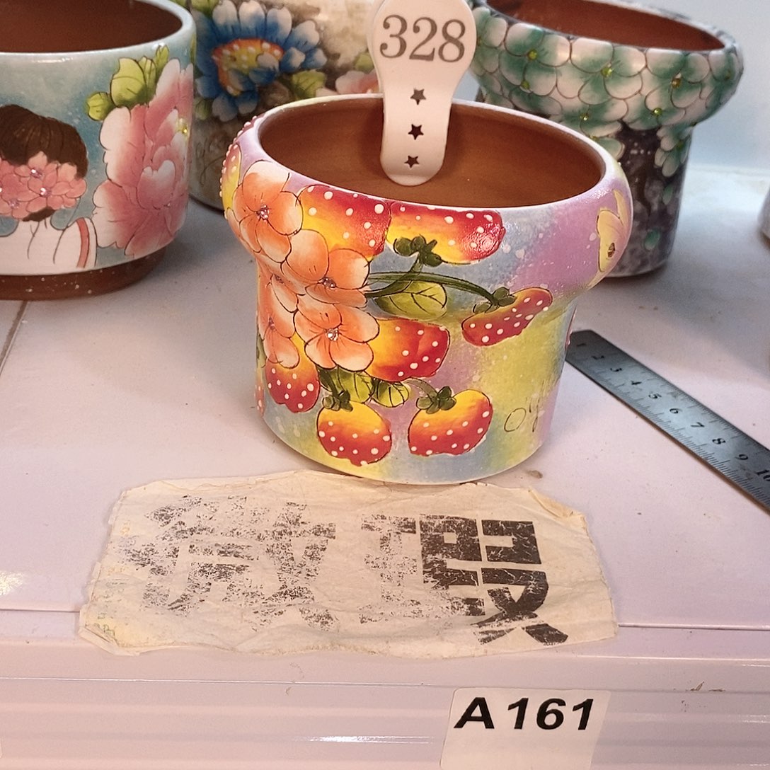 红泥花盆红陶手绘花盆