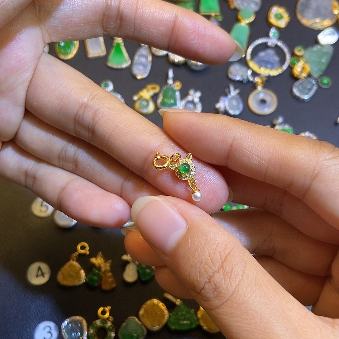 翡翠银S925镶嵌吊坠(不含链)