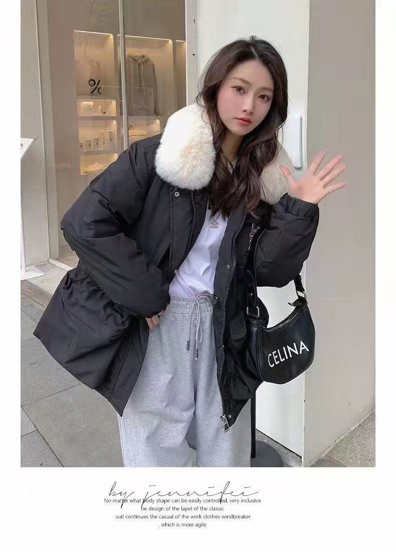 2187#新款秋冬棉服女毛毛领连帽时尚百搭棉服休闲宽松洋气外套