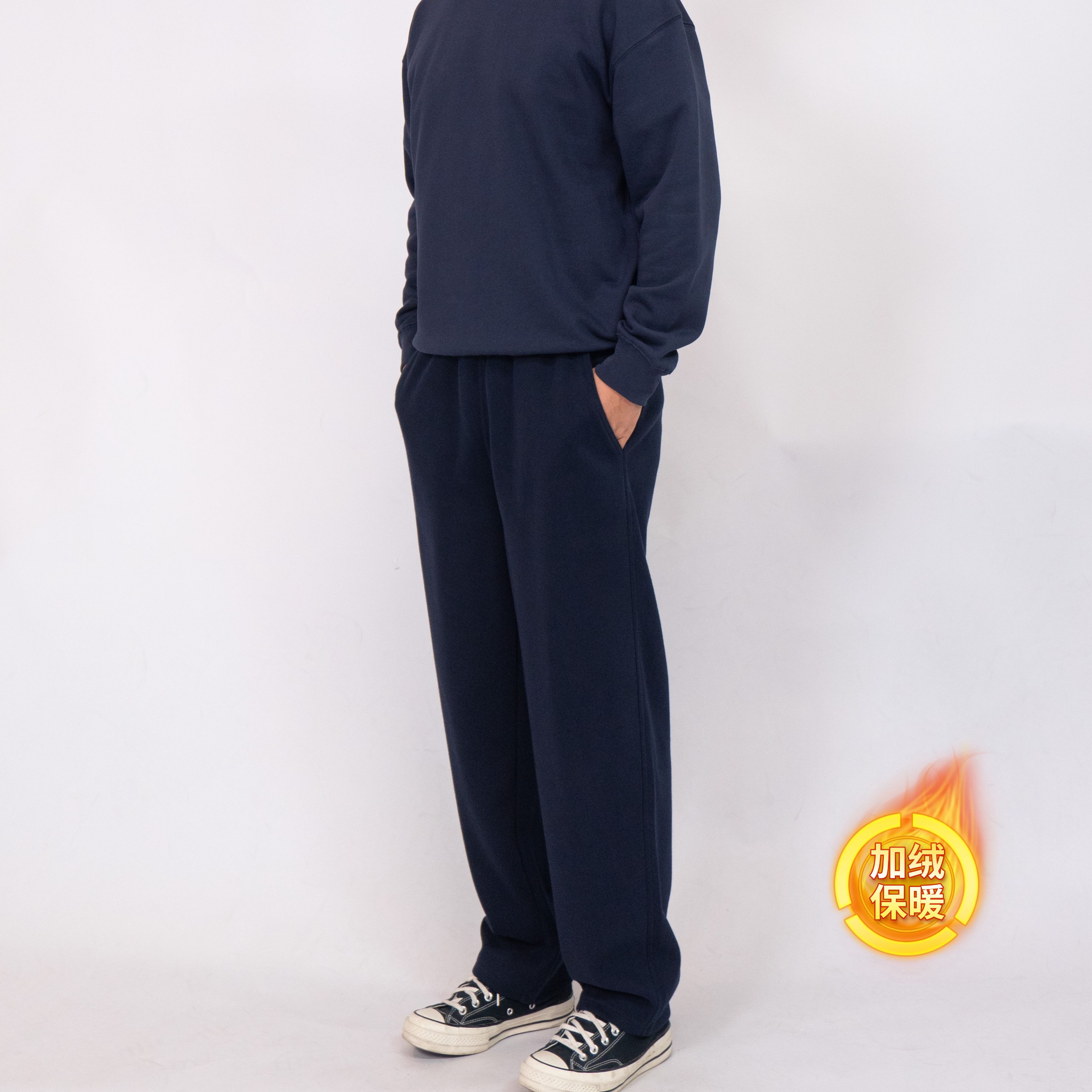360度弹力【棉秋冬加厚款内抽绳针织休闲卫裤】舒适松紧腰弹力388-2