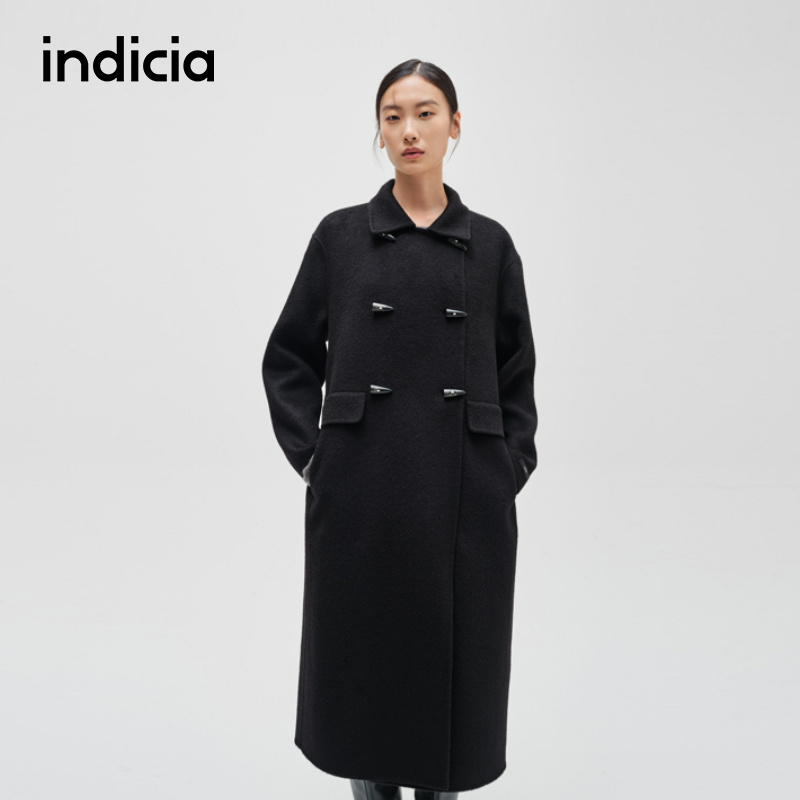 indicia标记商场冬季100%绵羊毛百搭毛呢外套羊毛大衣F2D4DY765C