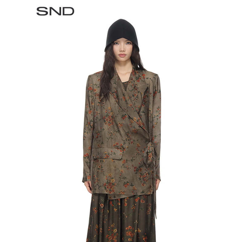 【UMA WANG 设计师品牌】SND PS25 碎花系带西装外套