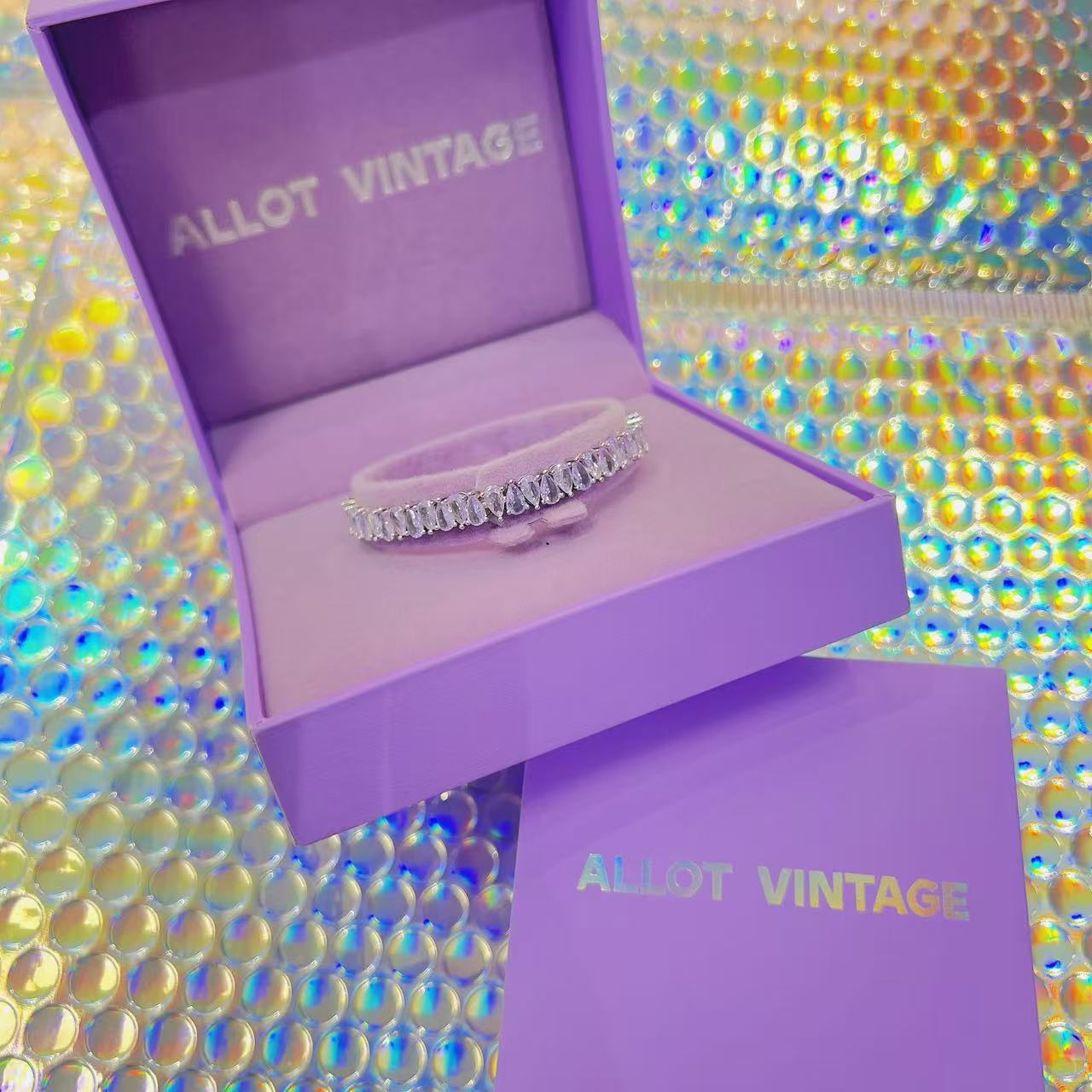 925银合成锆石手链 ALLOT圣诞限定隐藏款 梦幻紫正反水滴排钻手链