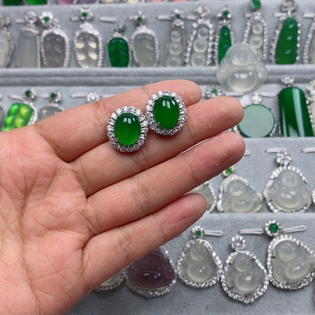 玛瑙/玉髓耳钉合金925银针