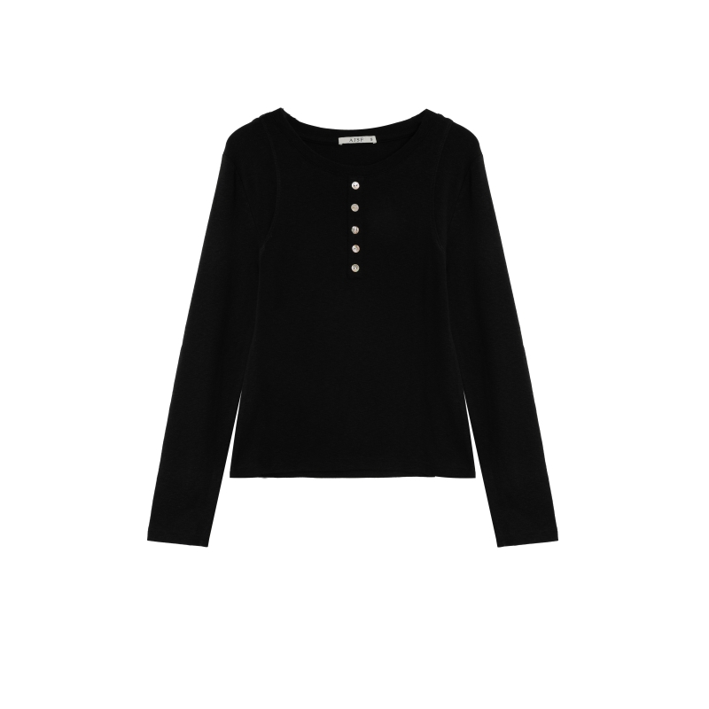 【半岛时光】秋冬简约百搭圆领修身显瘦长袖T恤-A7