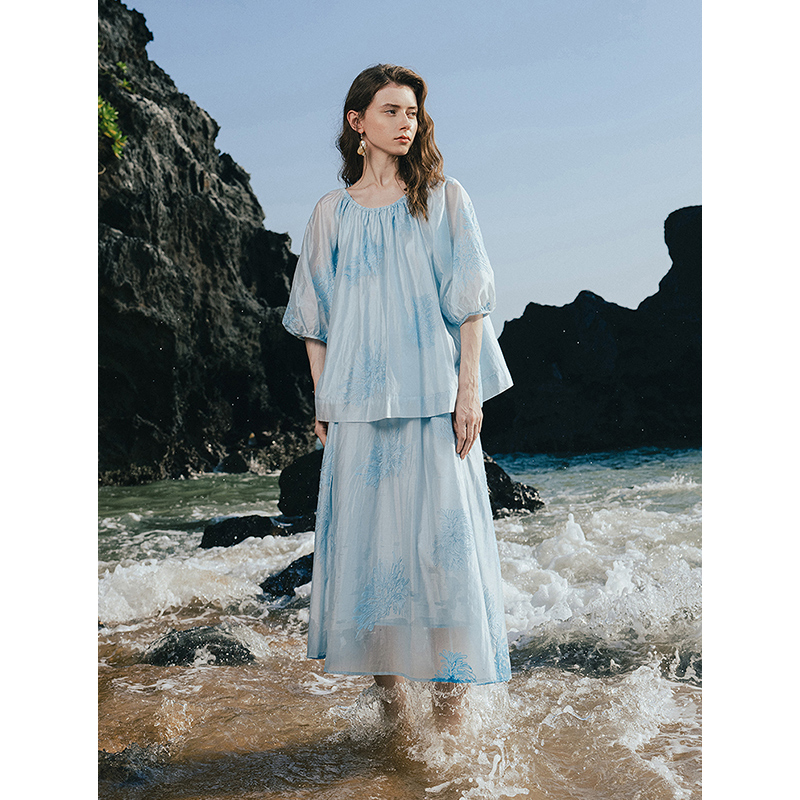 【七爷May专属】初语重工绣花轻盈浪漫度假风半身裙8520013