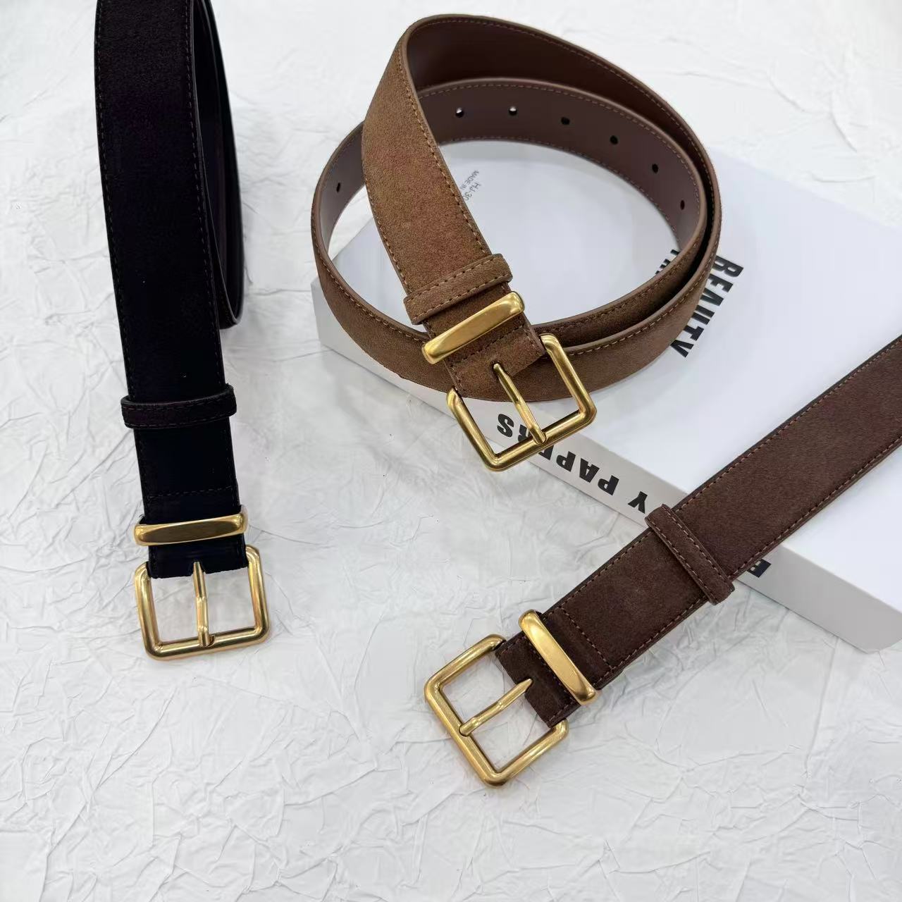 百搭光身女简约风风女式腰带皮带复古时尚棕色牛皮牛仔裤带