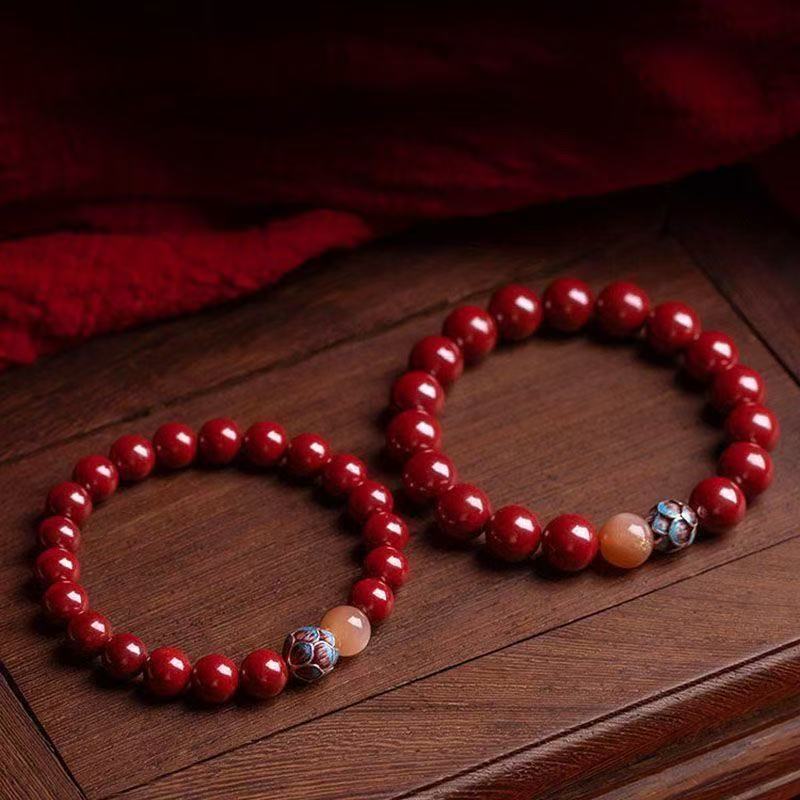 白鹿同款朱砂太阳石手串精致百搭款情侣款