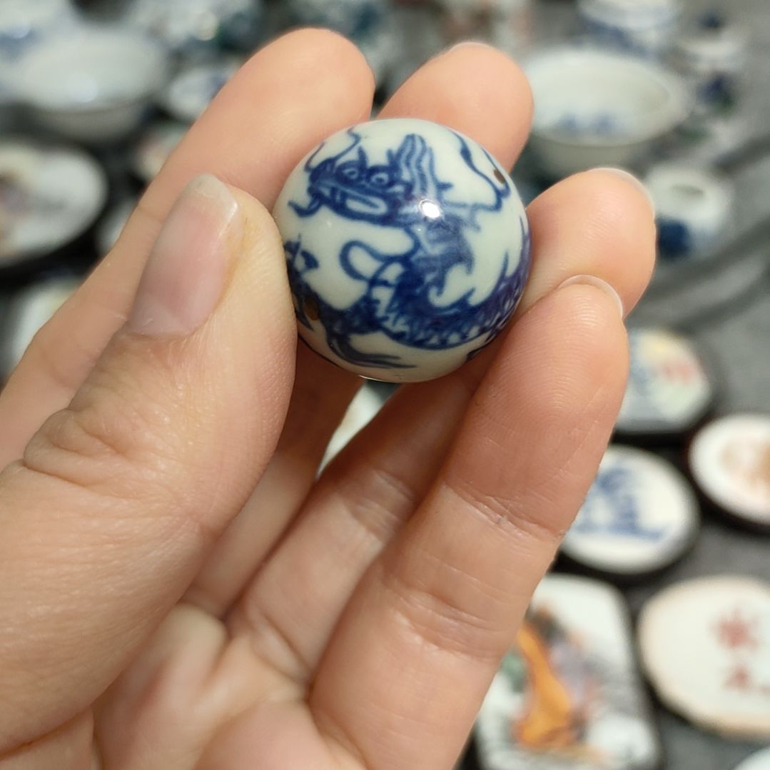 瓷片青花龙珠2.0一个