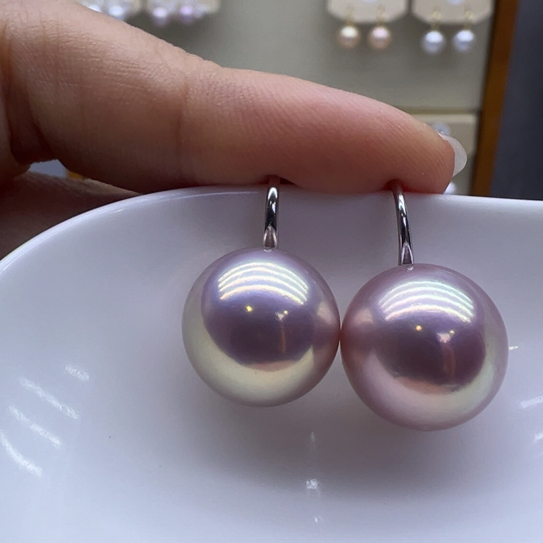 淡水珍珠银S925镶嵌耳饰