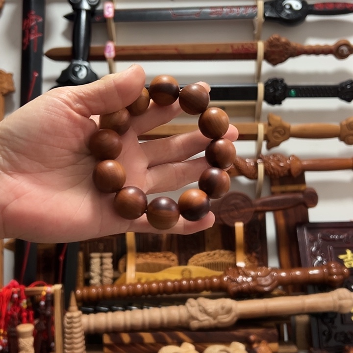 小***丫桃木桃木手串雷纹3串