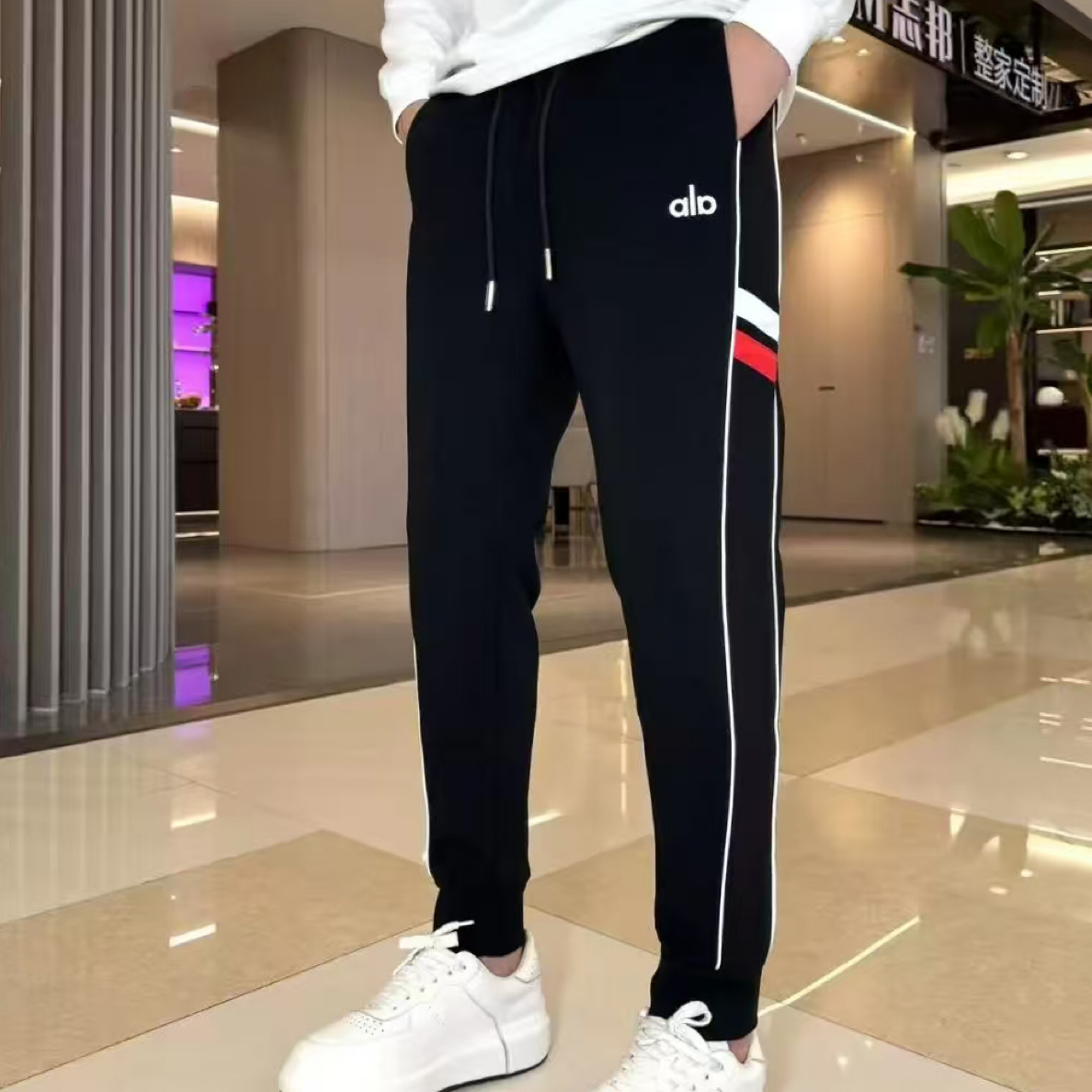 秋季中弹潮流风提花男春季休闲裤加绒针织夏季裤子