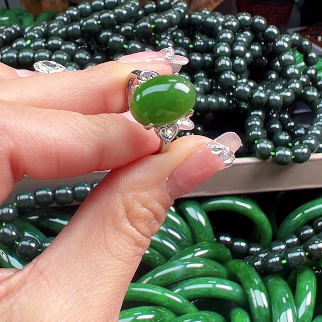 和田玉（碧玉）合金戒指