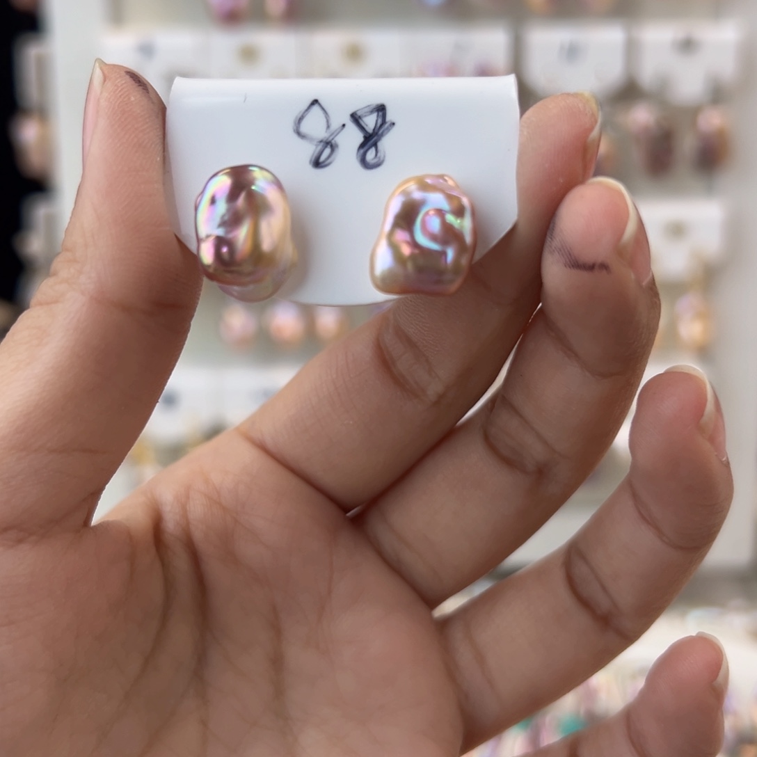 淡水珍珠耳饰银S925镶嵌