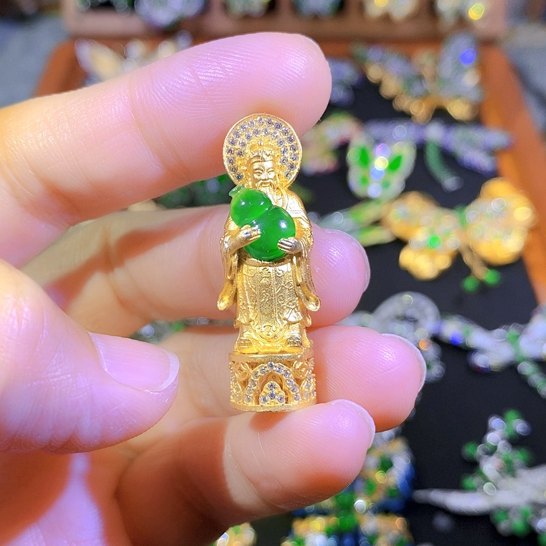 吊坠(不含链)银S925镶嵌翡翠