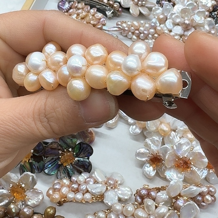 淡水珍珠发饰银S925镶嵌