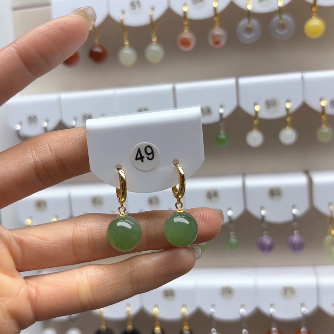 和田玉耳饰银S925镶嵌2