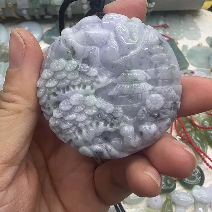 翡翠未镶嵌手链双面工山水牌