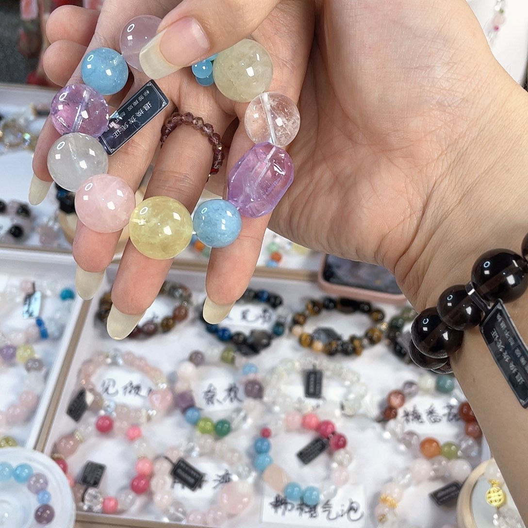 水晶手链银S925镀金镶嵌