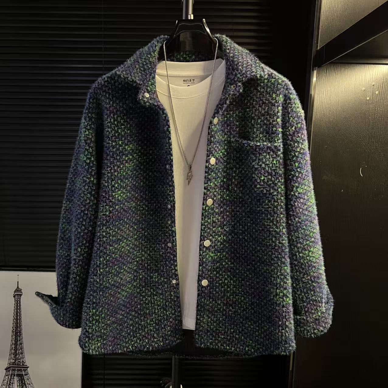 【运费补贴】JX-秋季格子小香风外套编织设计时尚潮流宽松休闲百搭