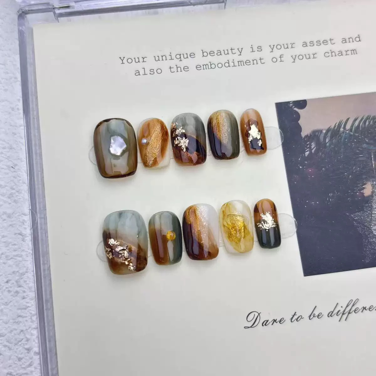 摩登信条系列【枫桦绝代】纯手工定制款秋冬新品高级晕染穿戴甲