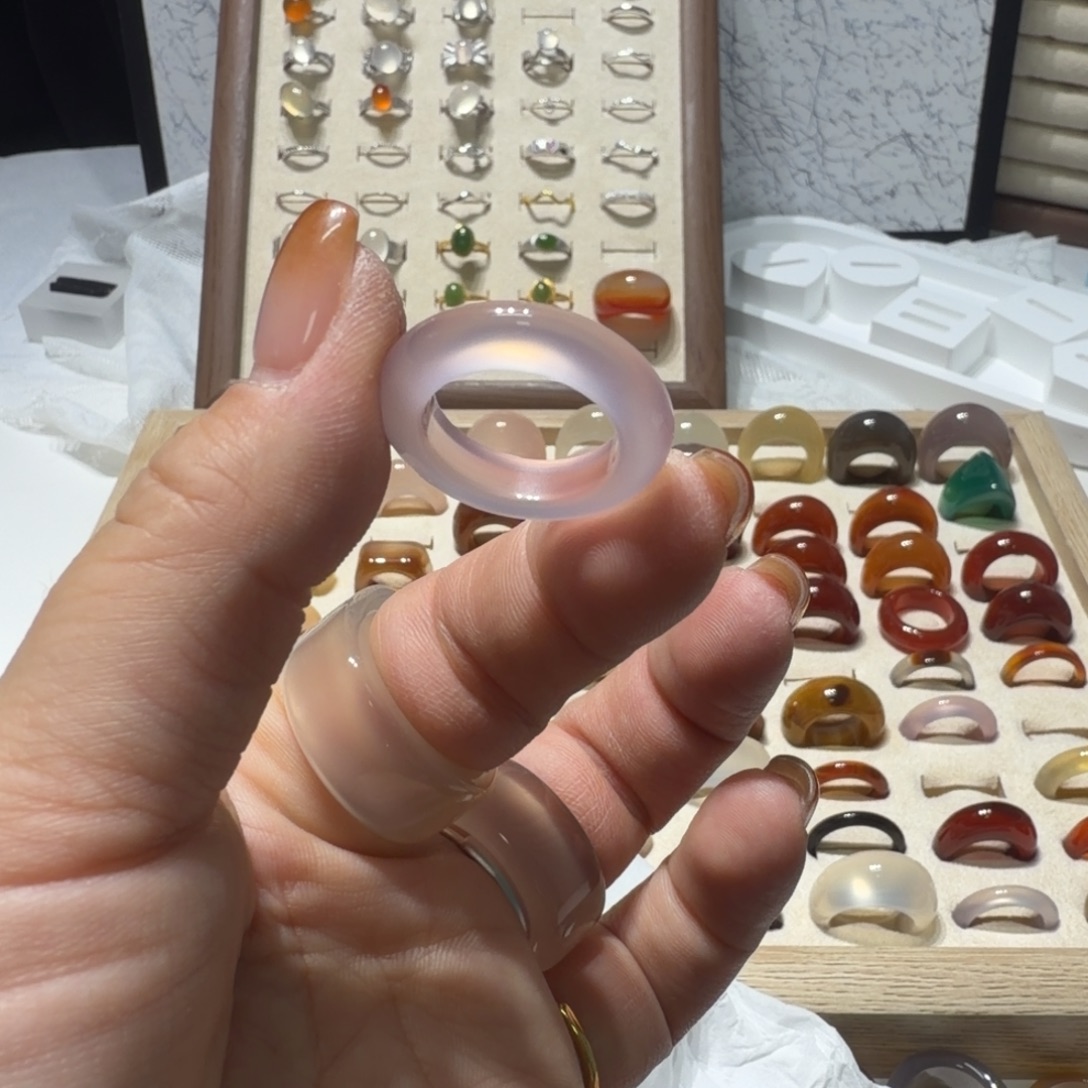 猫***期玛瑙/玉髓未镶嵌戒指港13