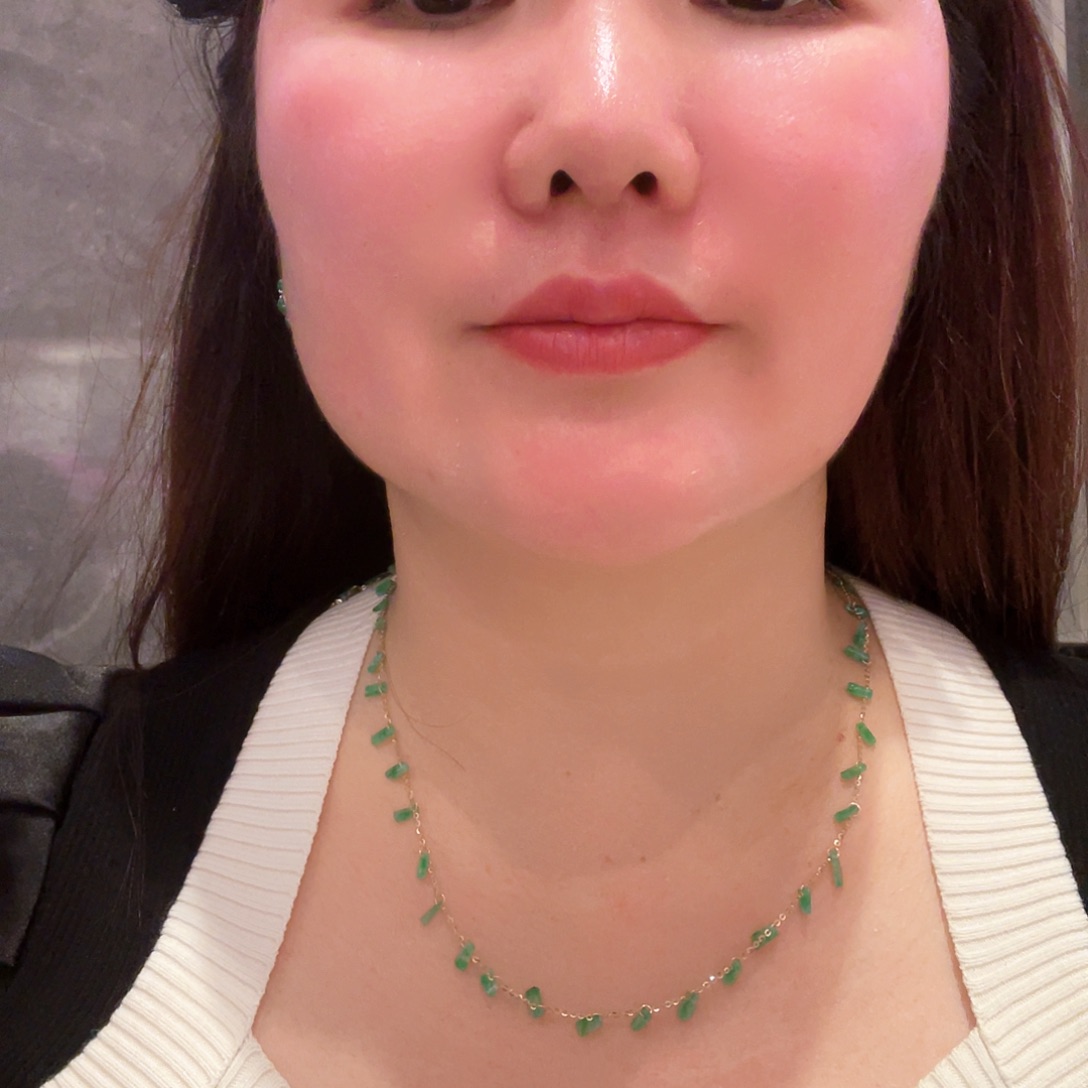 翡翠颈饰18K金镶嵌缅甸翡翠阳绿项链