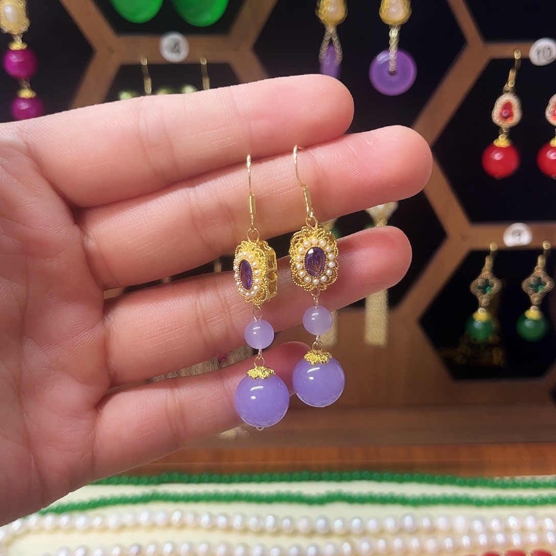 锆石纯铜925银耳饰