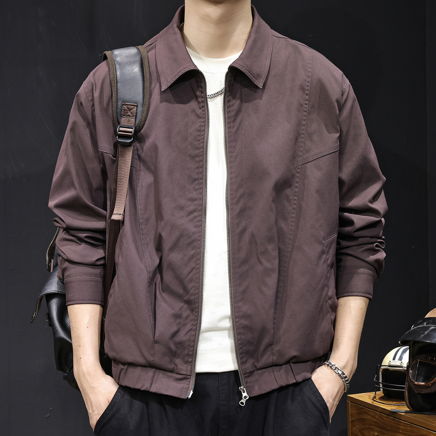 MR.MUDI/穆迪先生秋季美式工装休闲夹克男士新款款潮牌翻领薄外套