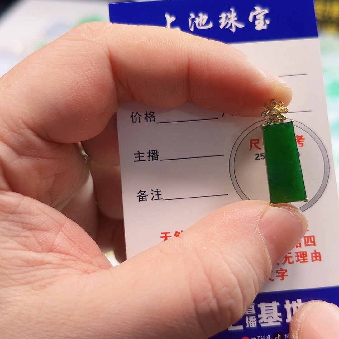 翡翠颈饰18K金镶嵌月*圆翡翠