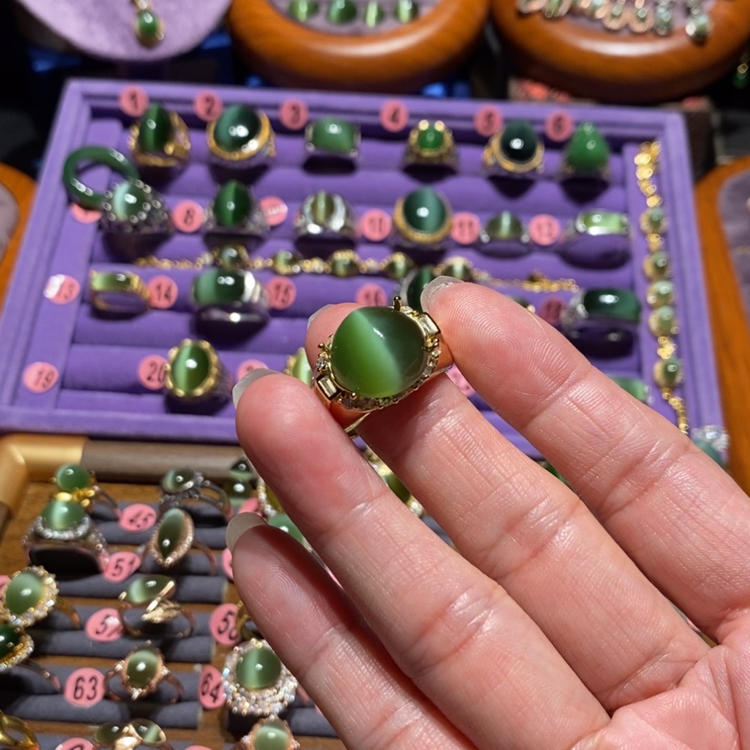 和田玉（碧玉）戒指银S925镶嵌?*