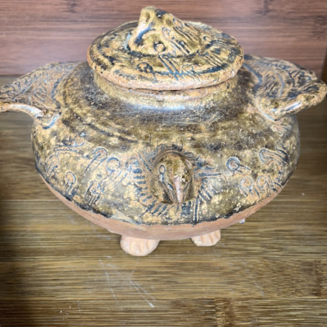 老鸦鸟兽猫头鹰盖罐老货旧货手工瓷居家收藏摆件