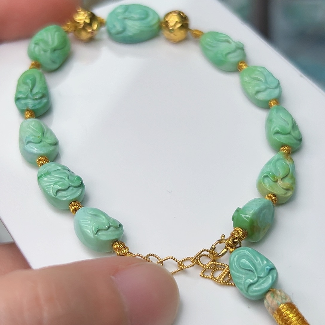 绿松石珠宝奇石18K金镶嵌