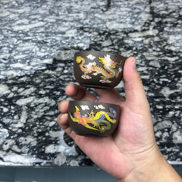紫砂龙凤元宝杯 随机发货一只