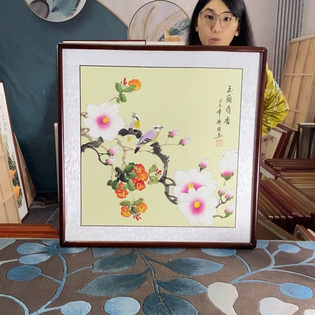 国画62✖️62手写手绘带框包邮国画作品