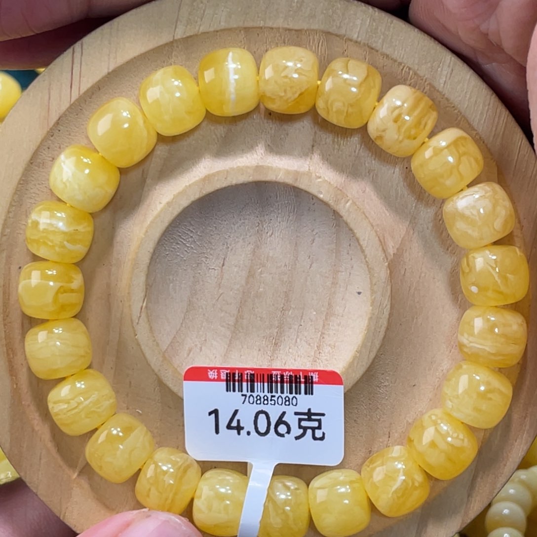 蜜蜡手链未镶嵌蜜蜡虎皮纹