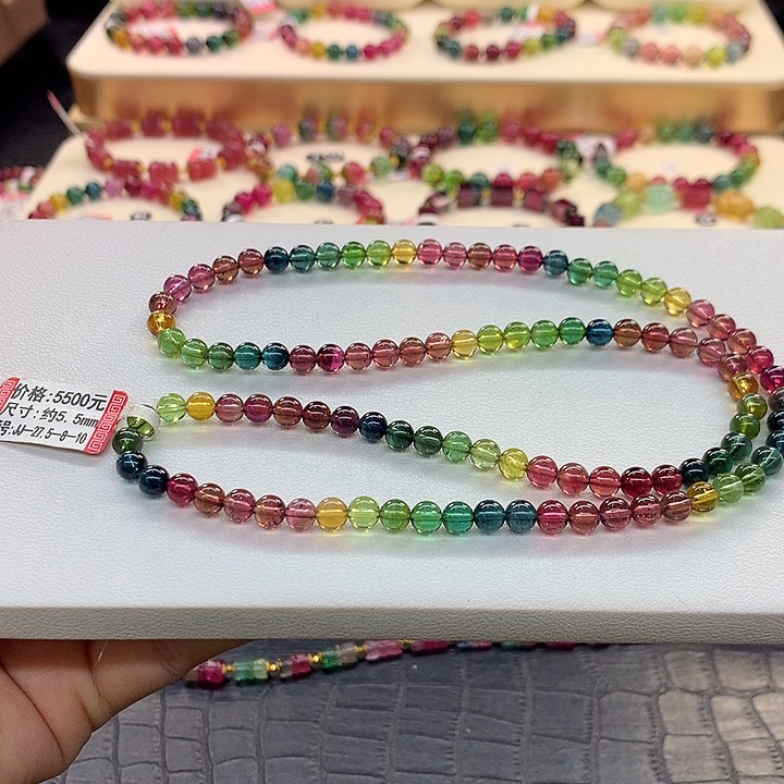 碧玺手链未镶嵌老矿手串5.5mm