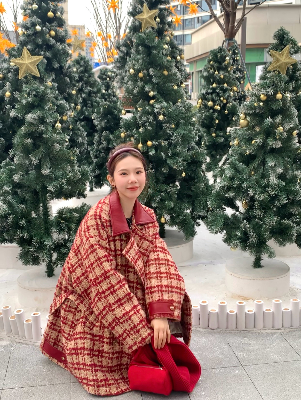 【圣诞结】2025冬季羊毛编织小香90白鹅绒羊毛呢大衣外套MS55063033