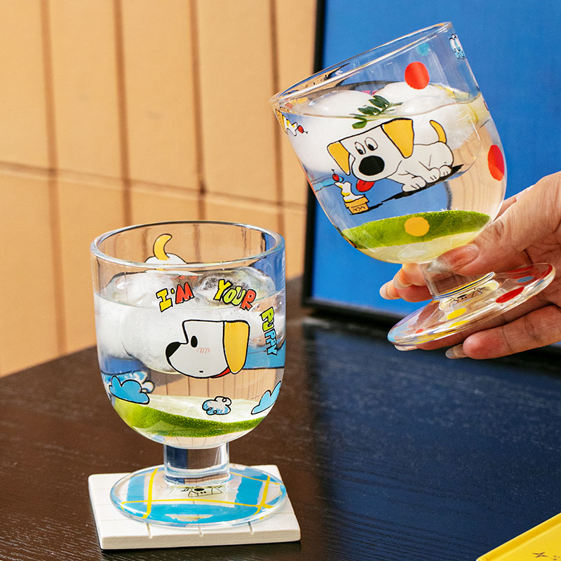 西比尔小狗乓仔系列果汁杯家用甜品杯饮料杯冰淇淋杯高颜值玻璃杯