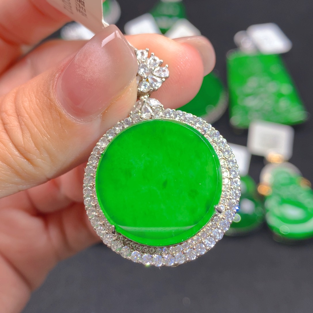 翡翠颈饰银S925镶嵌1111111111111