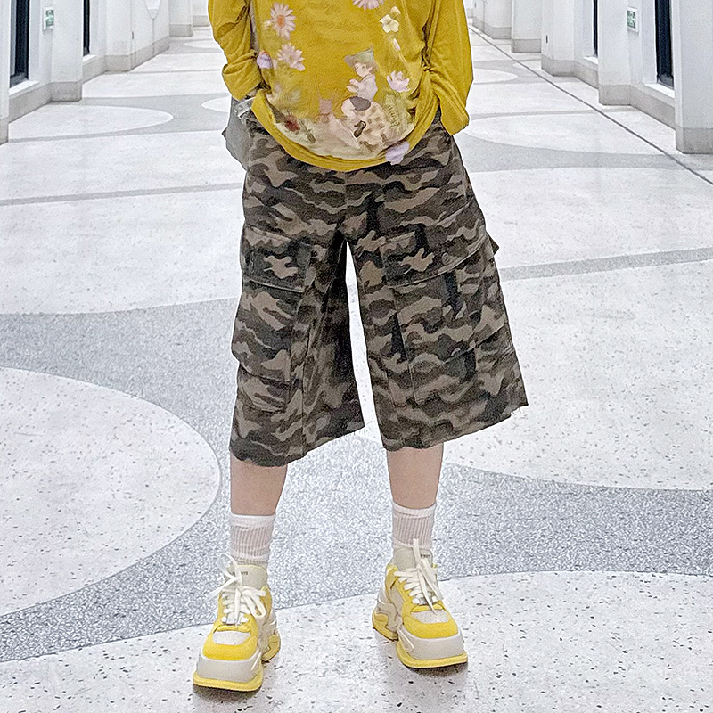 Cover Sole 2025美式口袋直筒工装短裤宽松迷彩中裤QIDI25S418