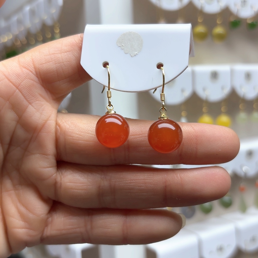 玛瑙/玉髓耳饰银S925镶嵌