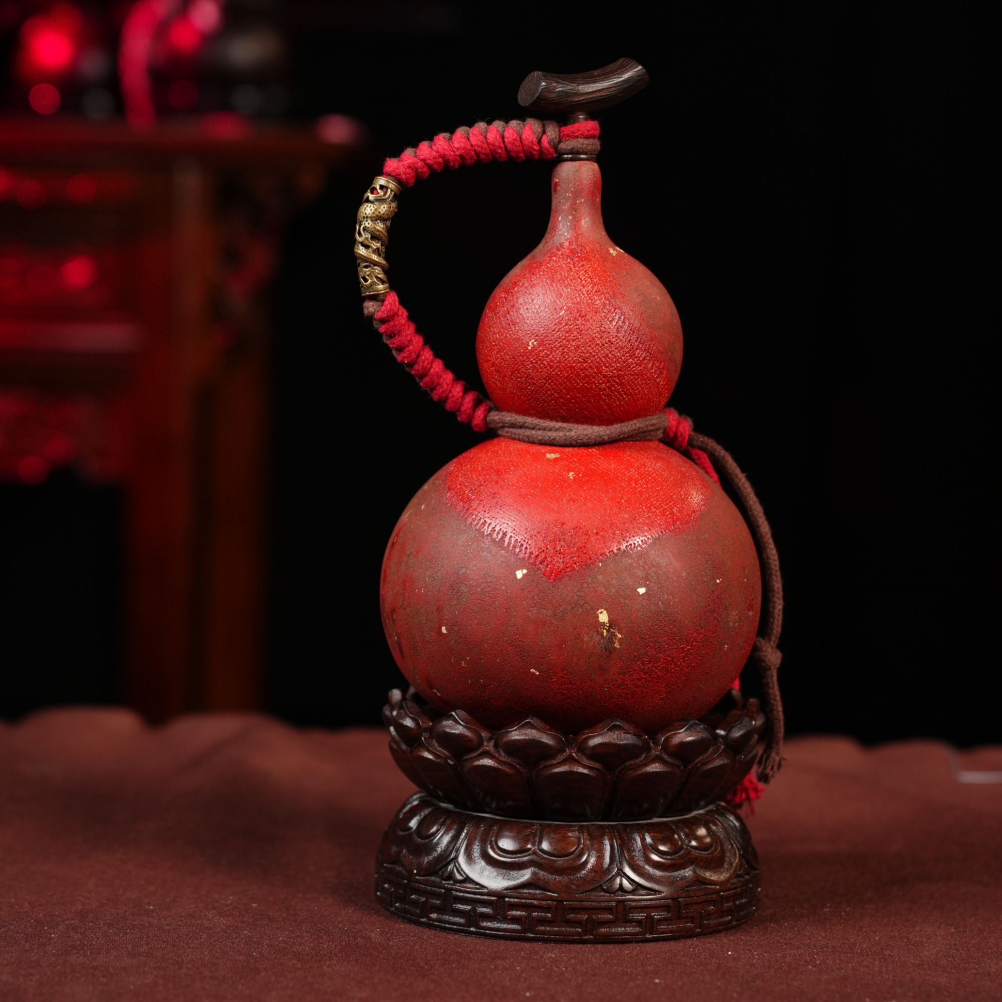 S28老君丹炉烫金裱布款大漆酒葫芦