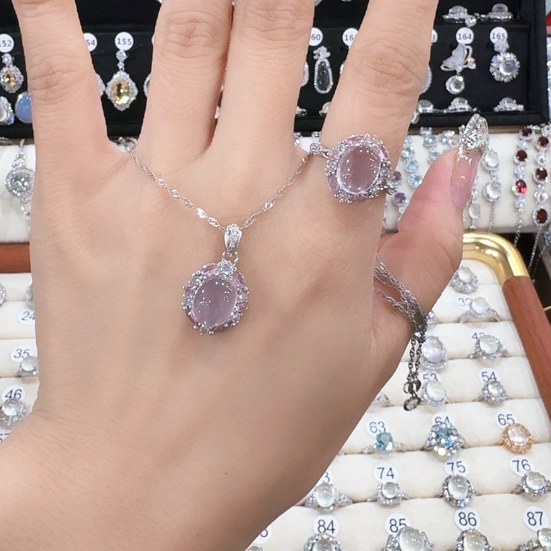 雾***.芙蓉石戒指银S925镶嵌