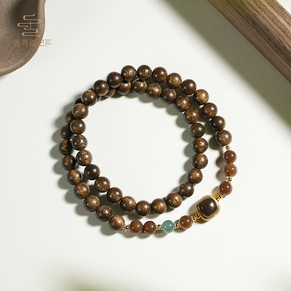 沉香【香寻】沉水级 越南芽庄黑棋沉香6mm圆珠多圈E