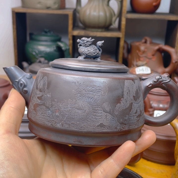 紫砂茶壶紫砂壶微瑕龙龟微裂纹