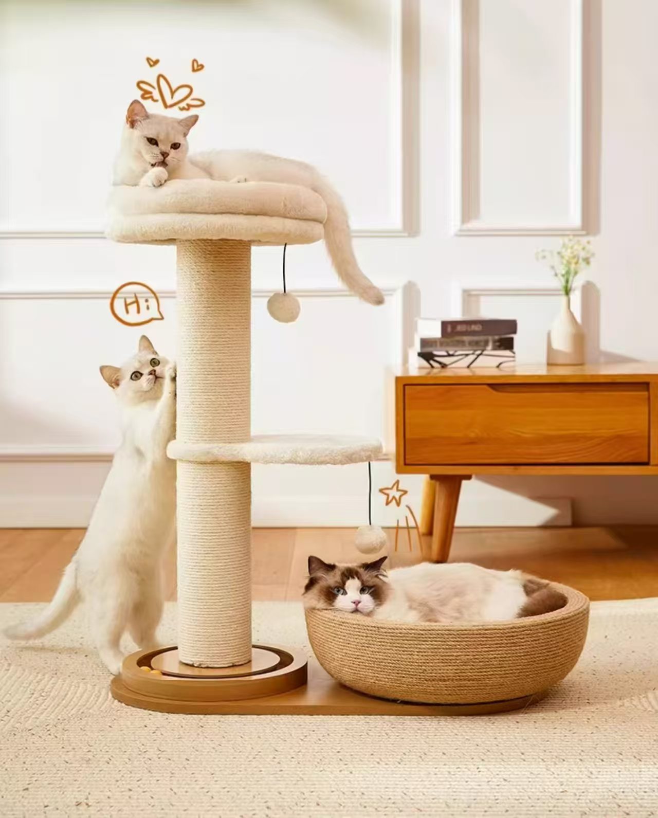 贝悠米剑麻猫抓板耐磨不掉屑猫爬架猫窝一体家用猫树猫抓板不掉屑