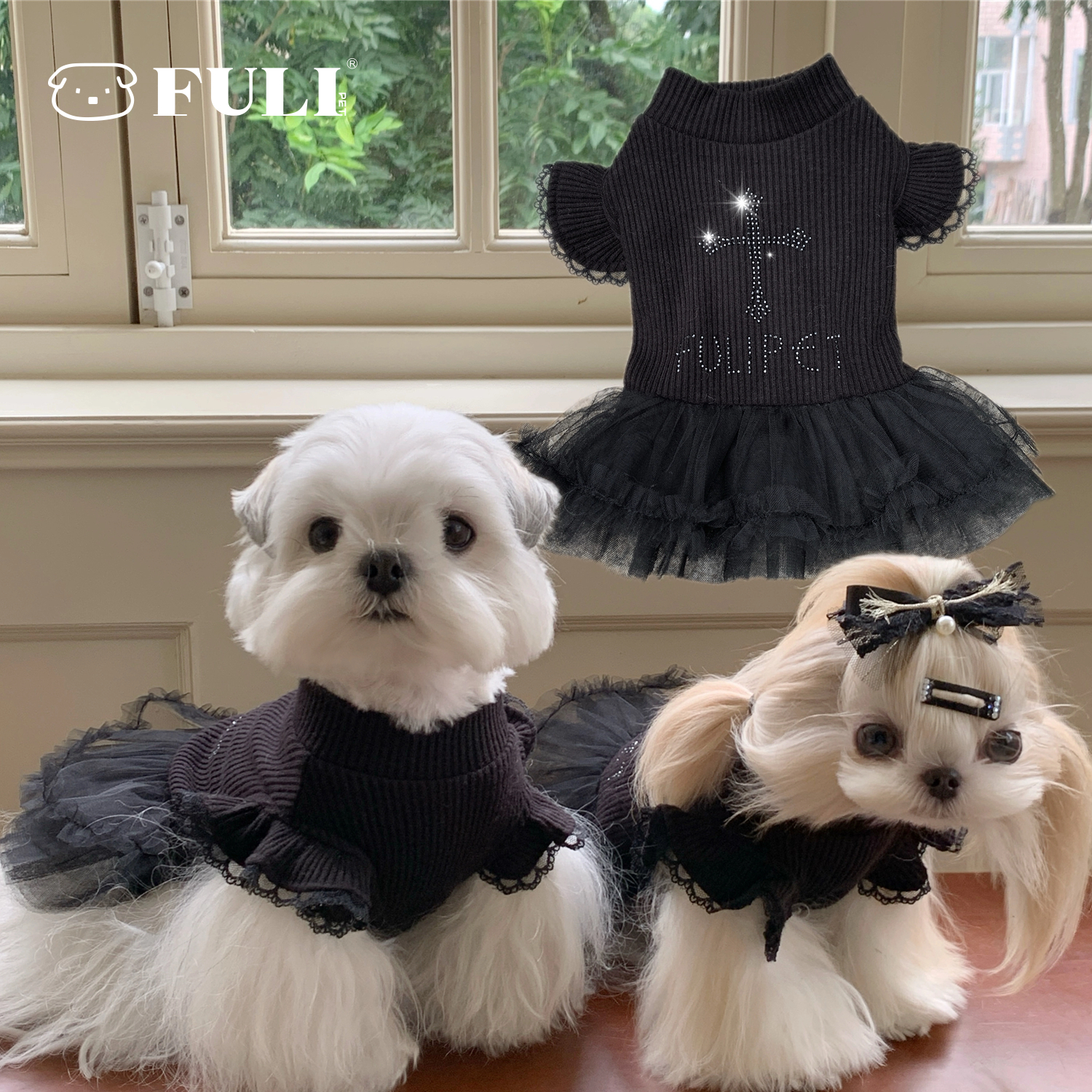 FULIPET「立领飞袖针织裙」叠穿神器.暖暖系列.西施犬比熊宠物服装