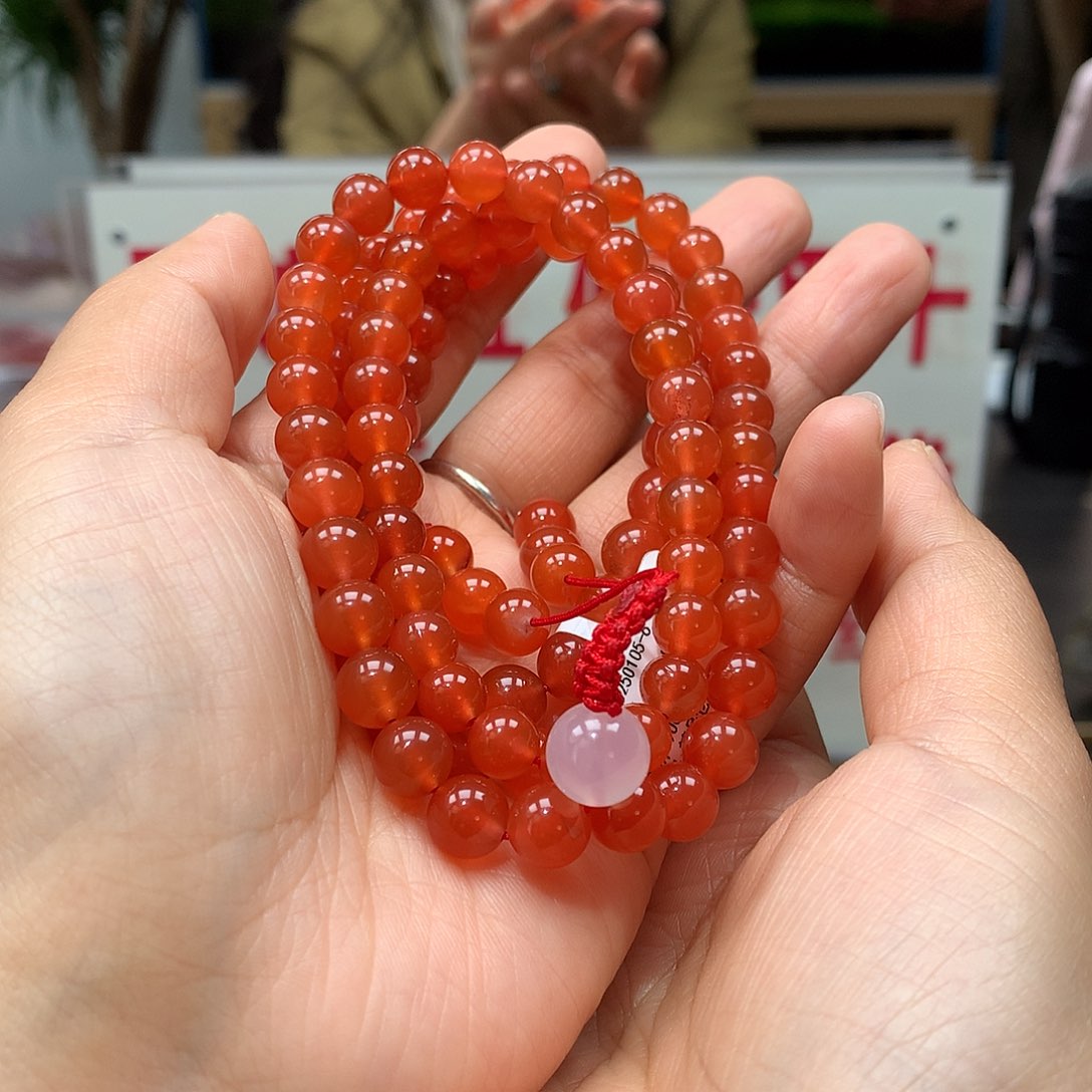南红玛瑙7MM河湾冰红108未镶嵌